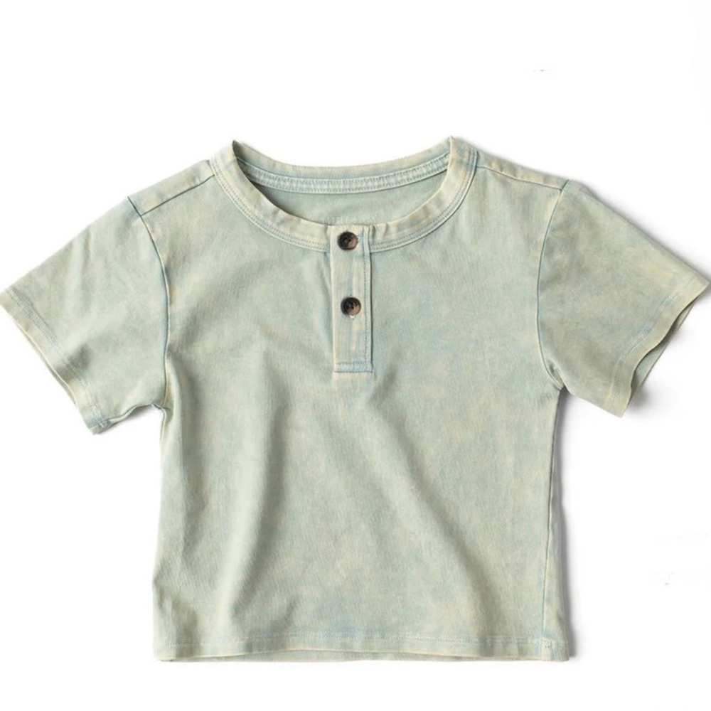 NWT Little Bipsy Light Green Short Sleeve Henley Tee
